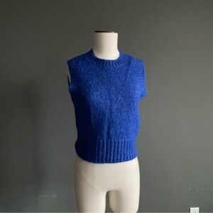 COS Cobalt Mohair Wool Cropped Sweater Vest Minimalist XS Jewel-Toned Resortwear